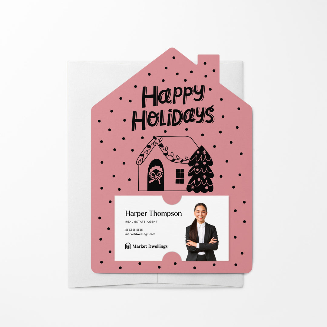 Set of Happy Holidays | Christmas Winter Mailers | Envelopes Included | M83-M001 Mailer Market Dwellings LIGHT PINK