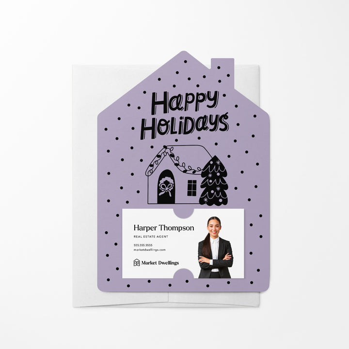 Set of Happy Holidays | Christmas Winter Mailers | Envelopes Included | M83-M001 Mailer Market Dwellings LIGHT PURPLE