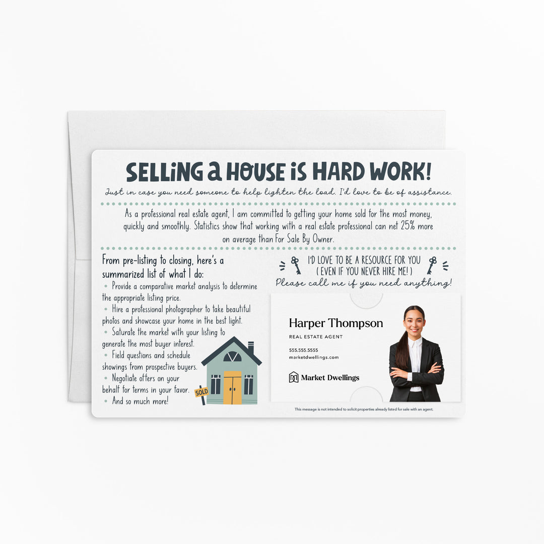 Set of "For Sale By Owner" Double Sided Mailers | FSBO | Envelopes Included | M85-M003 Mailer Market Dwellings