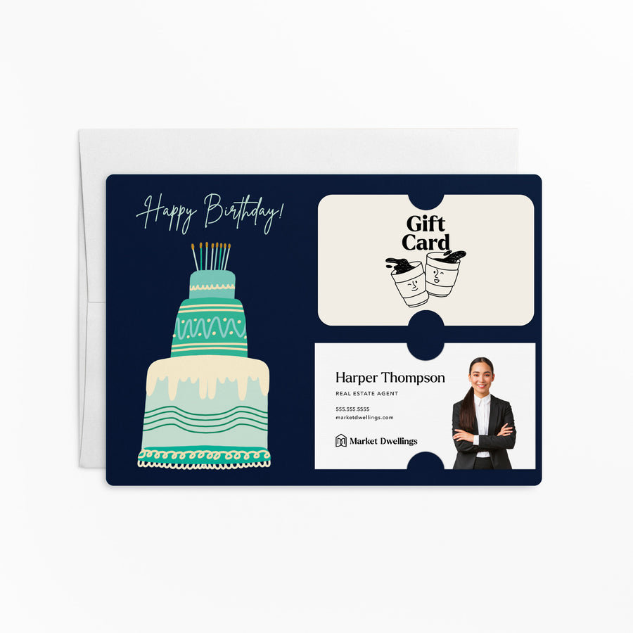 Set of Happy Birthday | Mailers | Envelopes Included | M85-M008-AB Mailer Market Dwellings BLUE