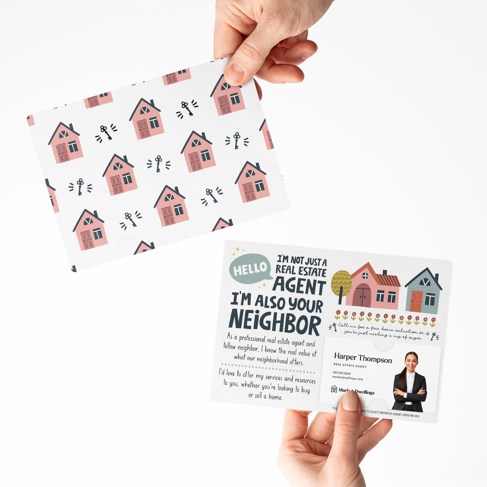 Set of "I'm Not Just a Real Estate Agent, I'm Also Your Neighbor" Colorful Real Estate Mailers | Envelopes Included | M87-M003 Mailer Market Dwellings