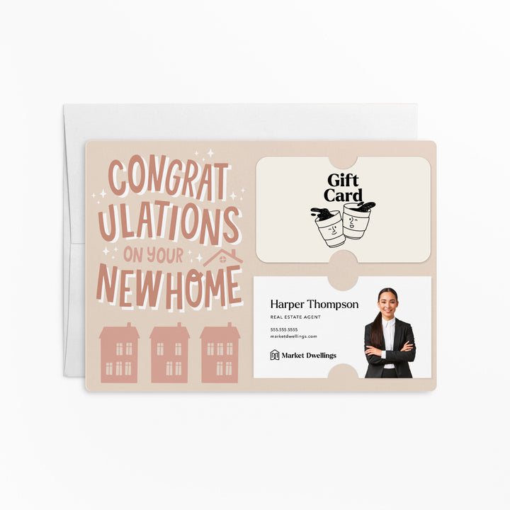 Set of Congratulations On Your New Home | Mailers | Envelopes Included | M87-M008-AB Mailer Market Dwellings BEIGE