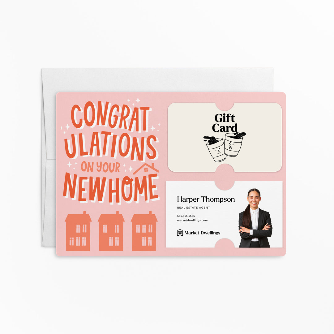 Set of Congratulations On Your New Home | Mailers | Envelopes Included | M87-M008-AB Mailer Market Dwellings PINK