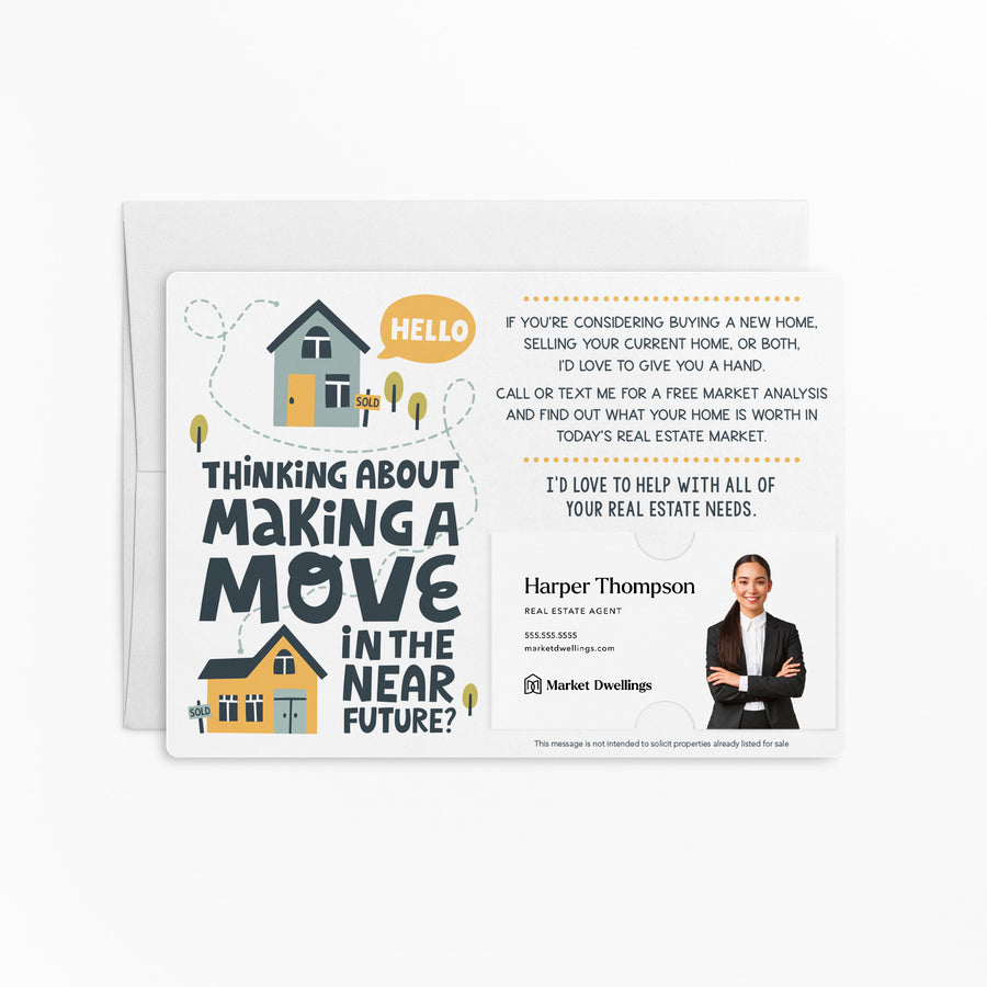 Set of "Thinking of Making a Move" Real Estate Mailers | Envelopes Included | M88-M003 Mailer Market Dwellings