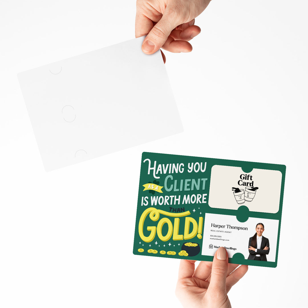 Set of Having You As A Client Is Worth More Than Gold! | St. Patrick's Day Mailers | Envelopes Included | M88-M008-AB Mailer Market Dwellings