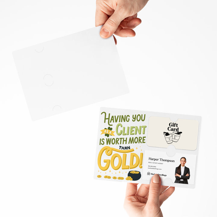 Set of Having You As A Client Is Worth More Than Gold! | St. Patrick's Day Mailers | Envelopes Included | M88-M008-AB Mailer Market Dwellings