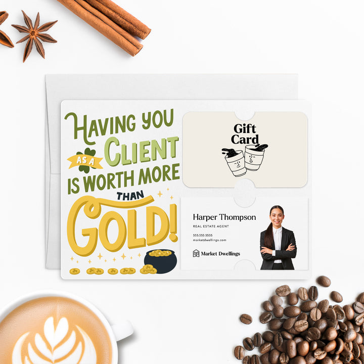 Set of Having You As A Client Is Worth More Than Gold! | St. Patrick's Day Mailers | Envelopes Included | M88-M008-AB Mailer Market Dwellings