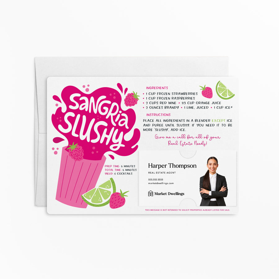 Set of "Sangria Slushy" Real Estate Recipe Cards | Envelopes Included M89-M003 Mailer Market Dwellings