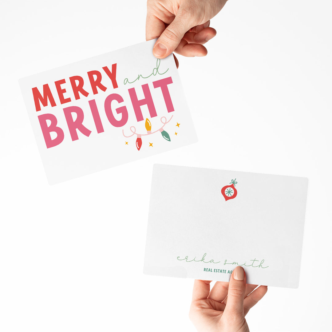 Customizable | Set of Stationery Merry and Bright Holiday Notecards | Envelopes Included | M9-M006 Notecards Market Dwellings