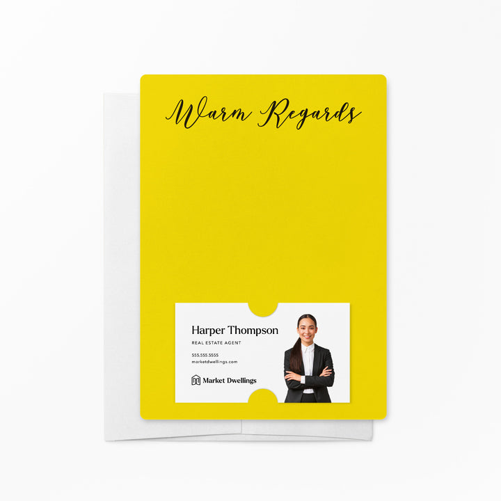 Set of "Warm Regards" Notecards | Envelopes Included | M9-M007 Notecards Market Dwellings LEMON