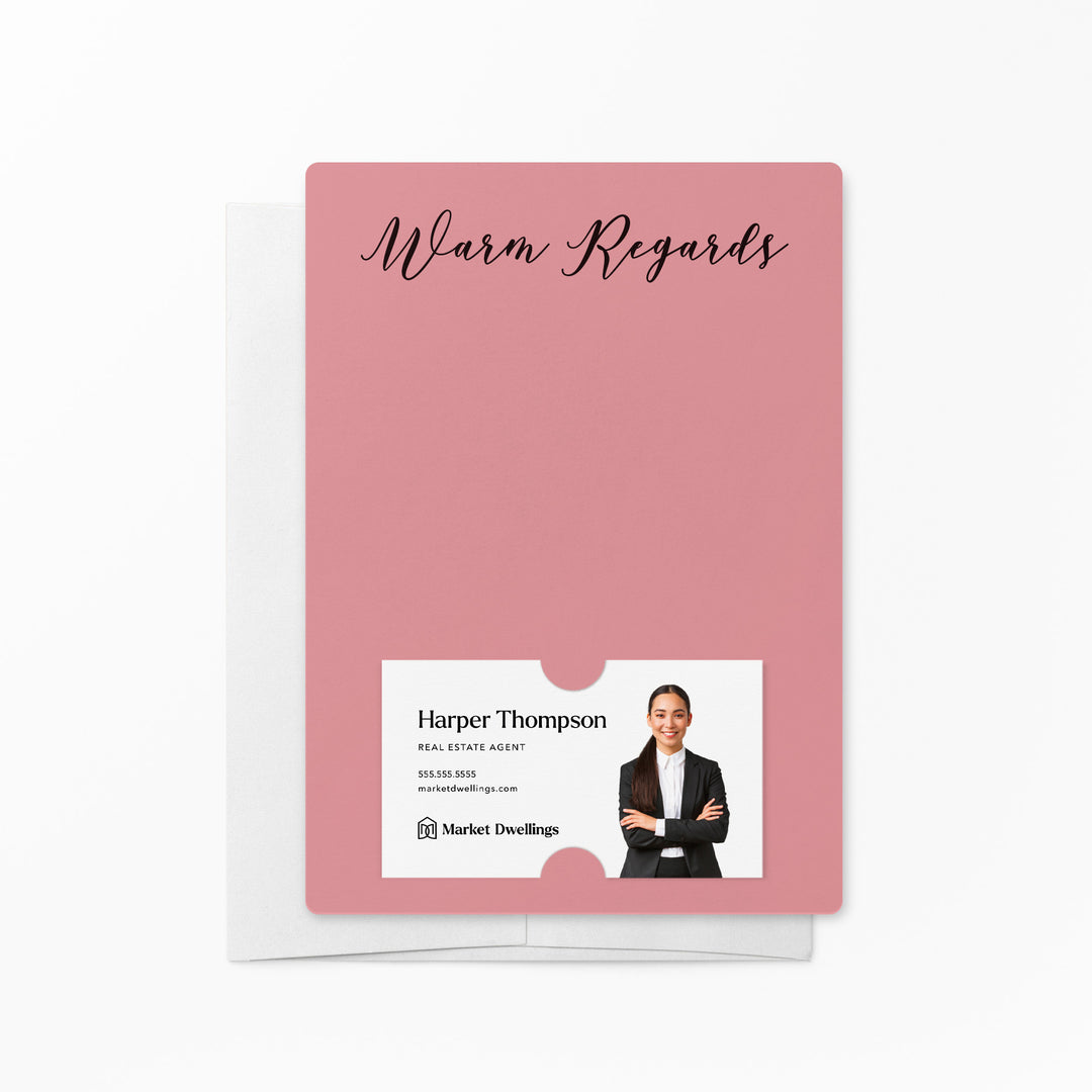 Set of "Warm Regards" Notecards | Envelopes Included | M9-M007 Notecards Market Dwellings LIGHT PINK