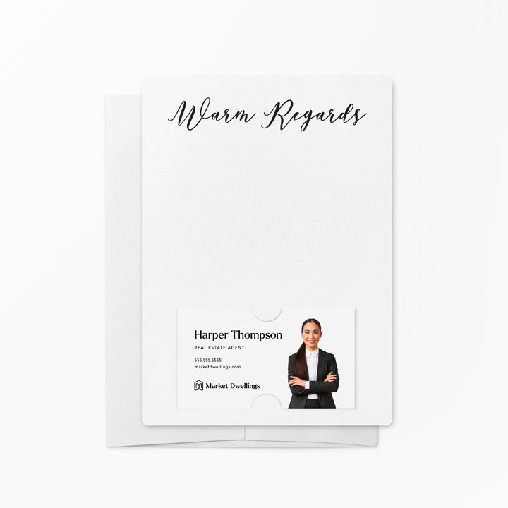 Set of "Warm Regards" Notecards | Envelopes Included | M9-M007 Notecards Market Dwellings WHITE