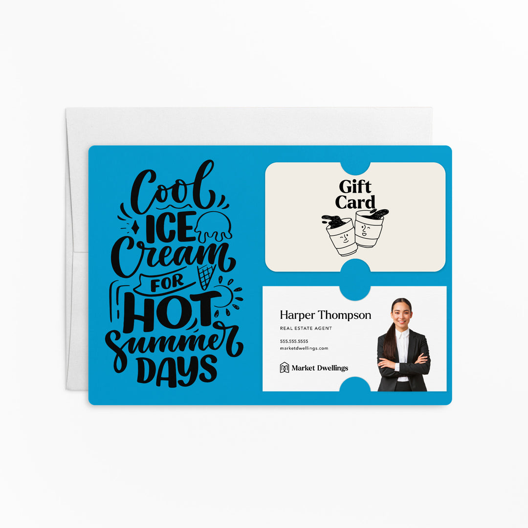 Set of "Cool Ice Cream For Hot Summer Days" Gift Card & Business Card Holder Mailer | Envelopes Included | M9-M008 Mailer Market Dwellings ARCTIC