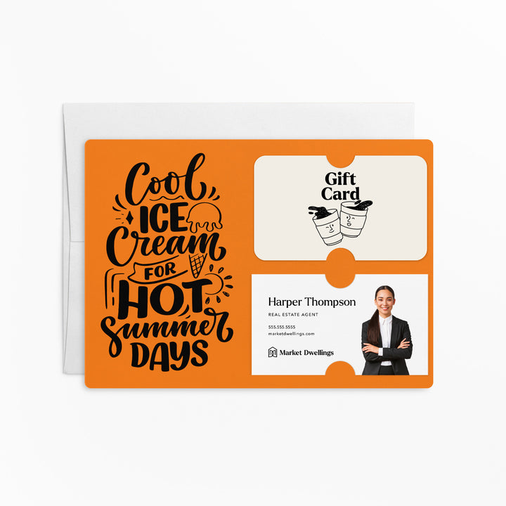 Set of "Cool Ice Cream For Hot Summer Days" Gift Card & Business Card Holder Mailer | Envelopes Included | M9-M008 Mailer Market Dwellings CARROT