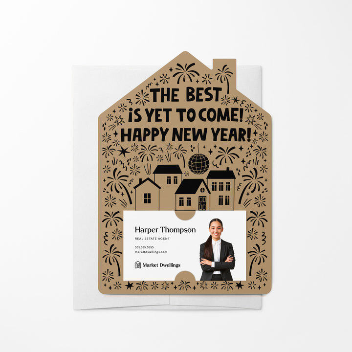 Set of The Best Is Yet To Come! Happy New Year! | New Year Mailers | Envelopes Included | M91-M001 Mailer Market Dwellings KRAFT