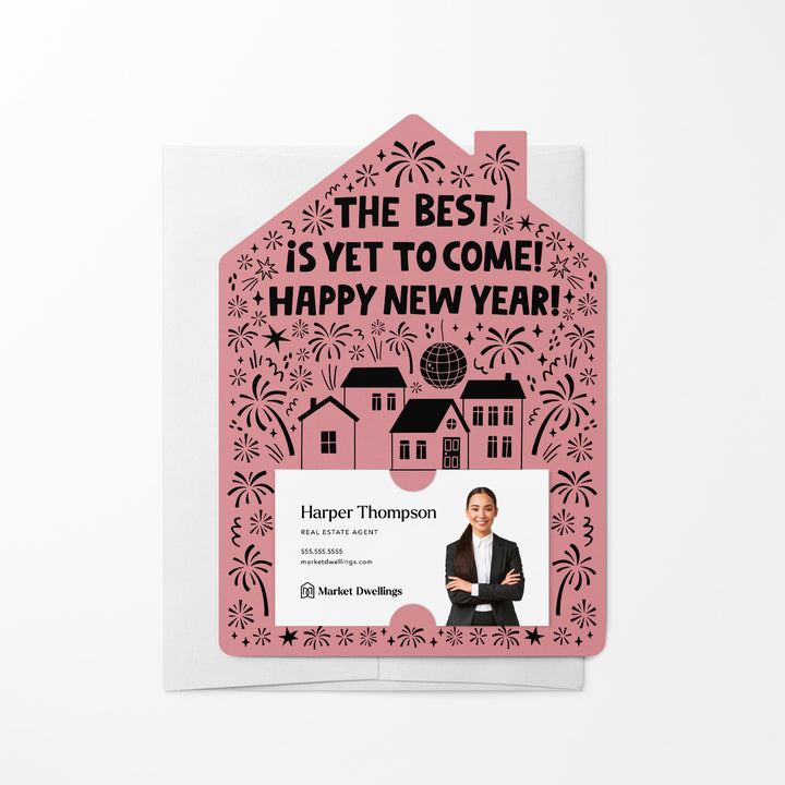 Set of The Best Is Yet To Come! Happy New Year! | New Year Mailers | Envelopes Included | M91-M001 Mailer Market Dwellings LIGHT PINK