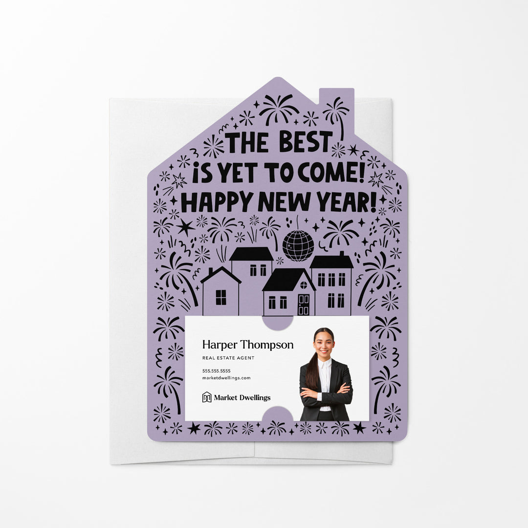 Set of The Best Is Yet To Come! Happy New Year! | New Year Mailers | Envelopes Included | M91-M001 Mailer Market Dwellings LIGHT PURPLE