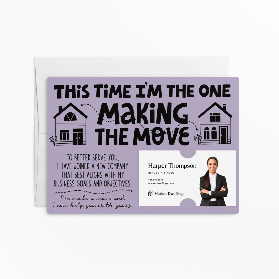 Set of "This Time I'm the One Making the Move" Mailer | Envelopes Included | M92-M003 Mailer Market Dwellings LIGHT PURPLE