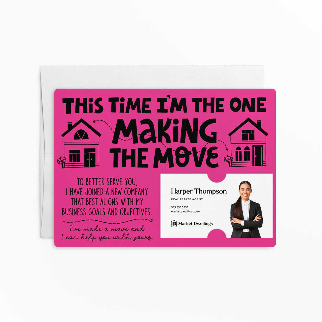 Set of "This Time I'm the One Making the Move" Mailer | Envelopes Included | M92-M003 Mailer Market Dwellings RAZZLE BERRY