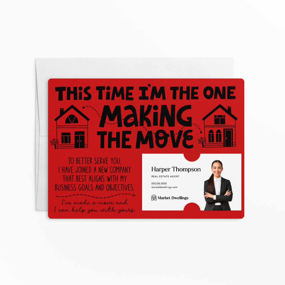 Set of "This Time I'm the One Making the Move" Mailer | Envelopes Included | M92-M003 Mailer Market Dwellings SCARLET