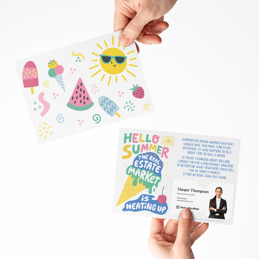 Set of "Hello Summer" Real Estate Double Sided Mailers | Envelopes Included | M93-M003 Mailer Market Dwellings