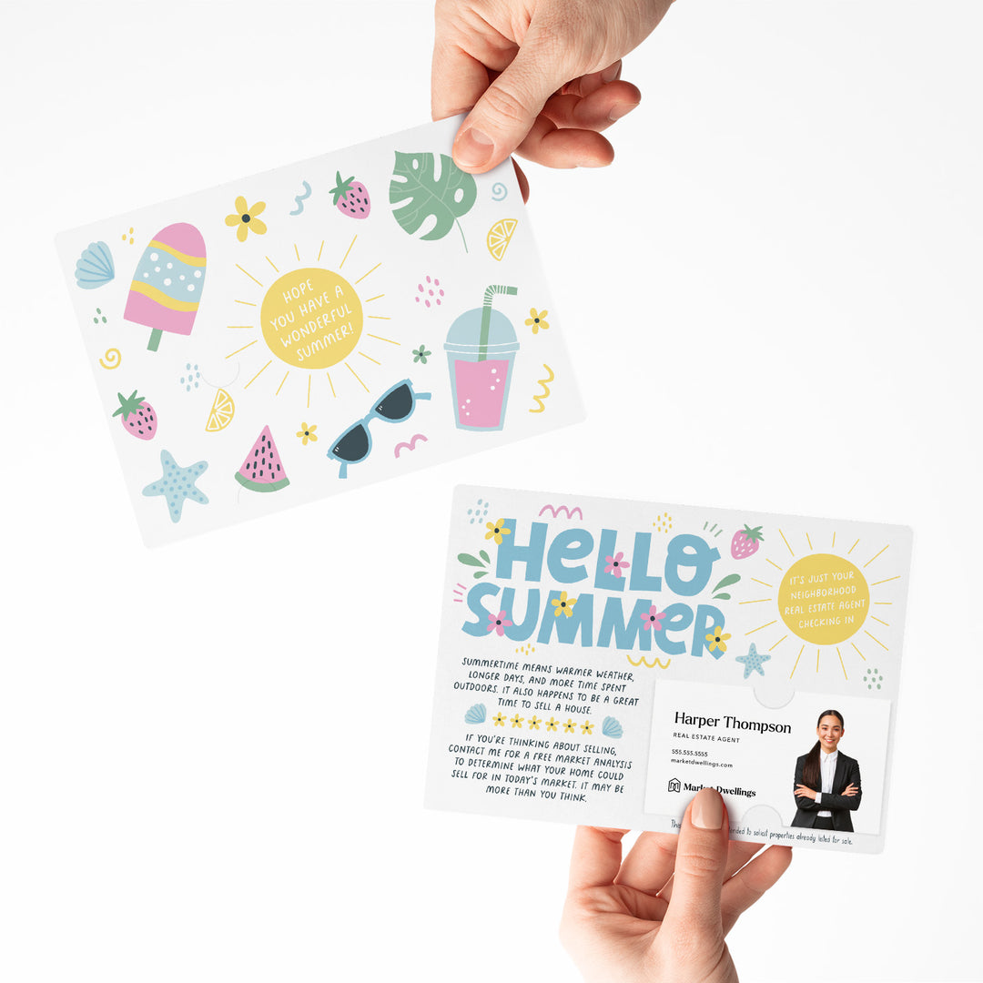 Set of "Hello Summer" Real Estate Neighbor Mailers | Envelopes Included | M95-M003 Mailer Market Dwellings