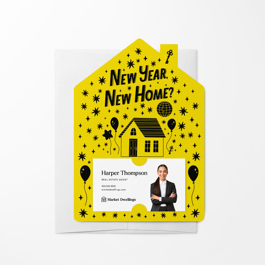 Set of New Year, New Home? | New Year Mailers | Envelopes Included | M95-M001 Mailer Market Dwellings LEMON