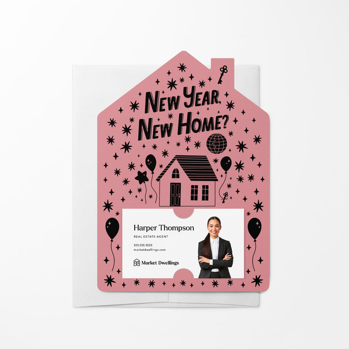 Set of New Year, New Home? | New Year Mailers | Envelopes Included | M95-M001 Mailer Market Dwellings LIGHT PINK