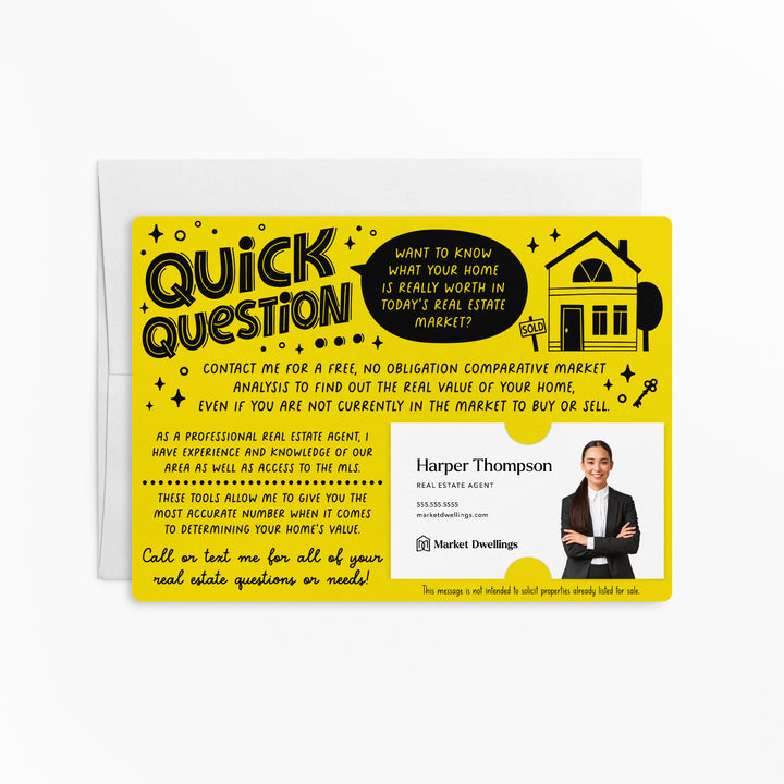 Quick Question Market Analysis Mailers for Real Estate Agents Mailers | Envelopes Included | M98-M003 Mailer Market Dwellings LEMON