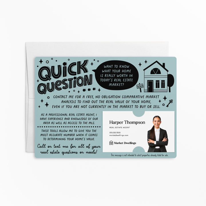 Quick Question Market Analysis Mailers for Real Estate Agents Mailers | Envelopes Included | M98-M003 Mailer Market Dwellings LIGHT BLUE