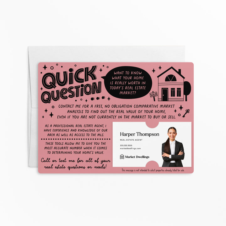 Quick Question Market Analysis Mailers for Real Estate Agents Mailers | Envelopes Included | M98-M003 Mailer Market Dwellings LIGHT PINK