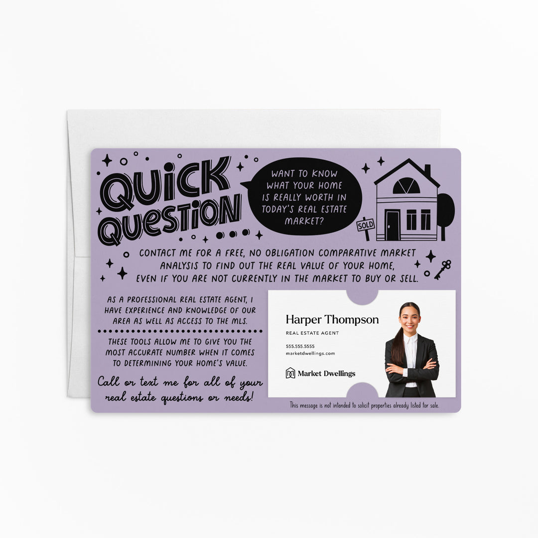 Quick Question Market Analysis Mailers for Real Estate Agents Mailers | Envelopes Included | M98-M003 Mailer Market Dwellings LIGHT PURPLE