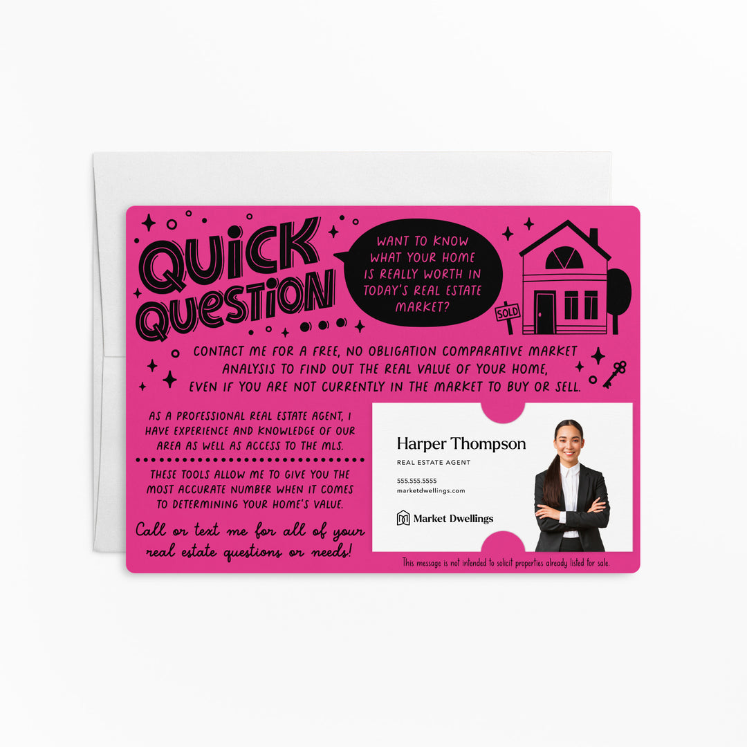 Quick Question Market Analysis Mailers for Real Estate Agents Mailers | Envelopes Included | M98-M003 Mailer Market Dwellings RAZZLE BERRY