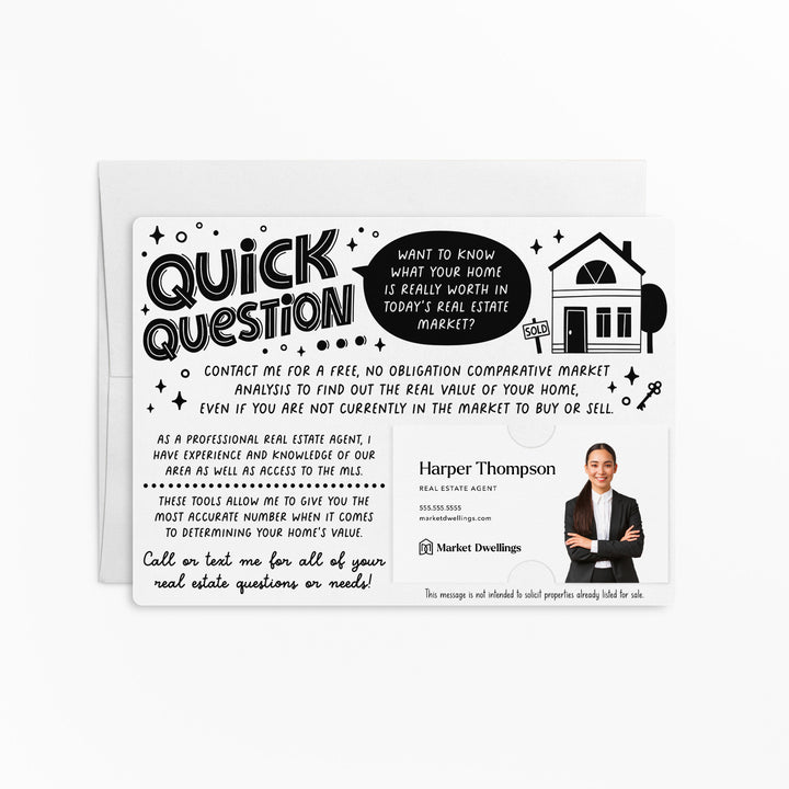 Quick Question Market Analysis Mailers for Real Estate Agents Mailers | Envelopes Included | M98-M003 Mailer Market Dwellings WHITE