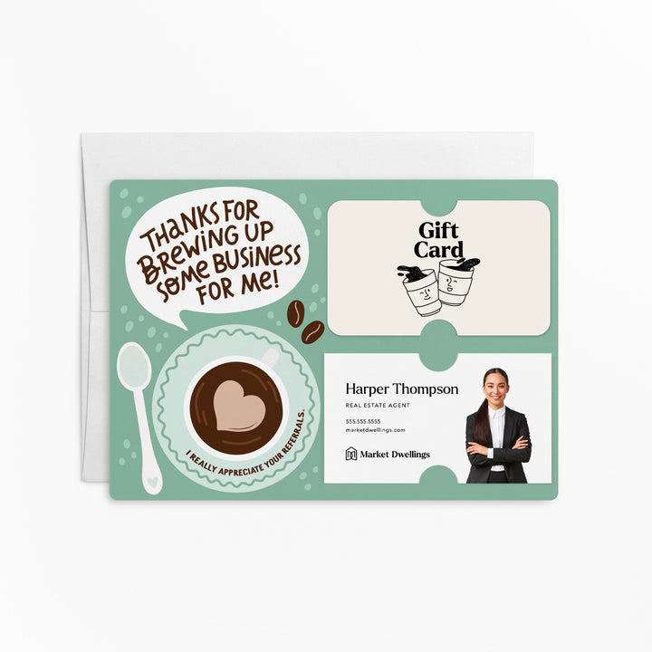 Set of Thanks For Brewing Up Some Business For Me! | Mailers | Envelopes Included | M98-M008-AB Mailer Market Dwellings SIMPLE