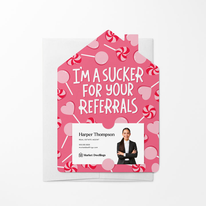 Set of I'm A Sucker For Your Referrals | Valentine's Day Mailers | Envelopes Included | M99-M001-AB Mailer Market Dwellings PINK