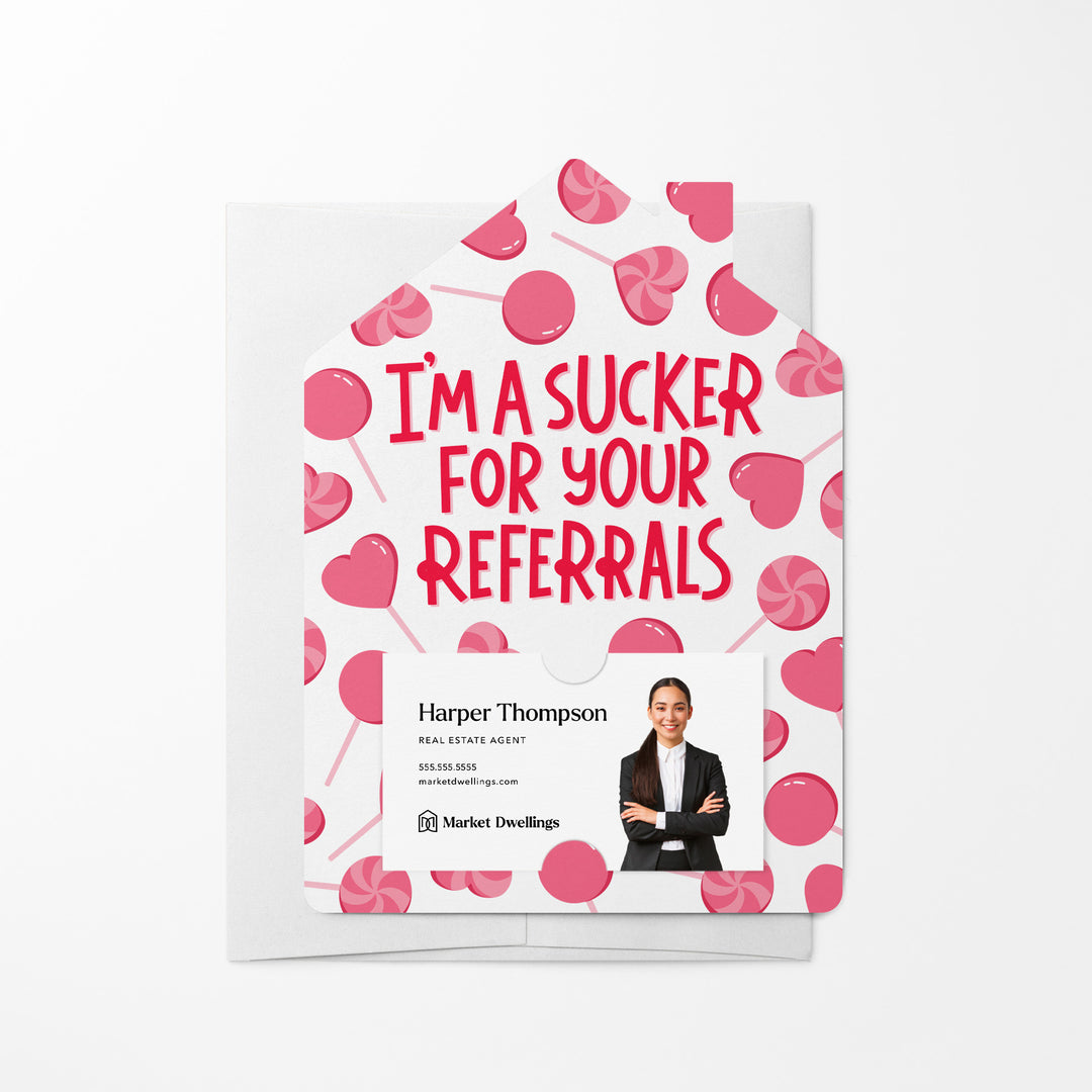 Set of I'm A Sucker For Your Referrals | Valentine's Day Mailers | Envelopes Included | M99-M001-AB Mailer Market Dwellings WHITE