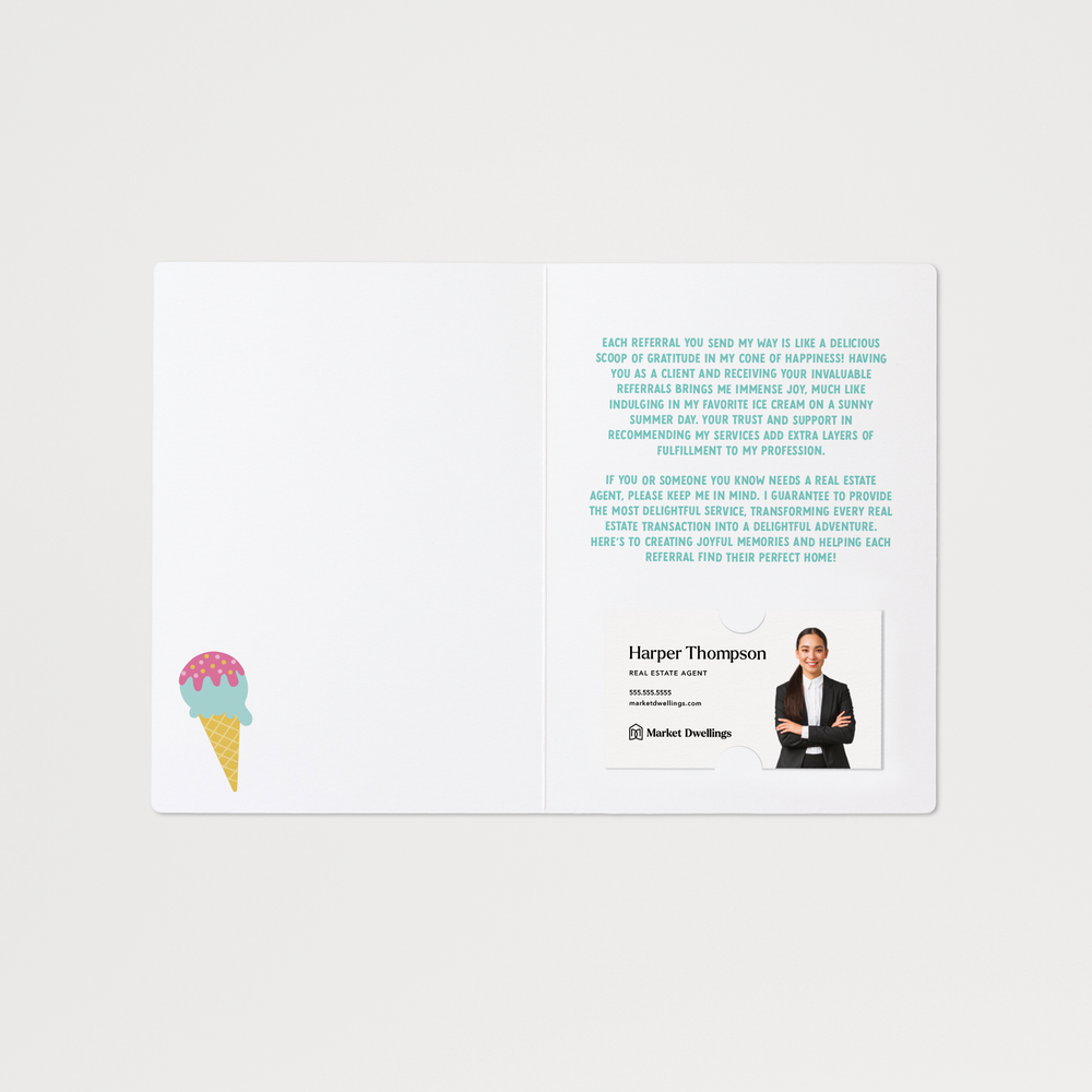 Set of Scoops Of Appreciation For Your Referrals! | Summer Greeting Cards | Envelopes Included | 133-GC001 Greeting Card Market Dwellings   