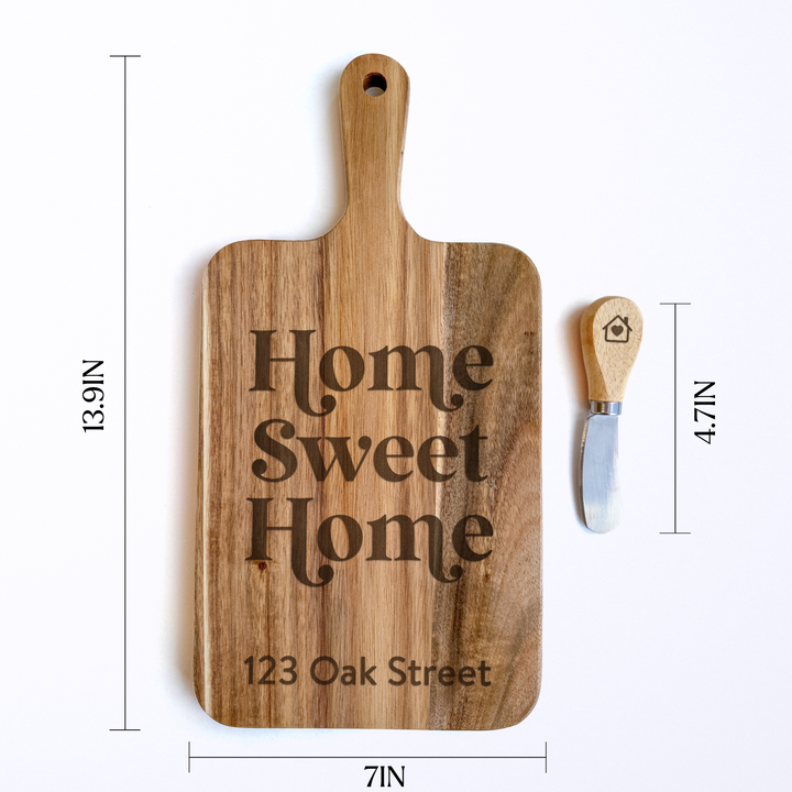 Custom Engraved Cheese Board & Knife Set Cutting Board Market Dwellings   