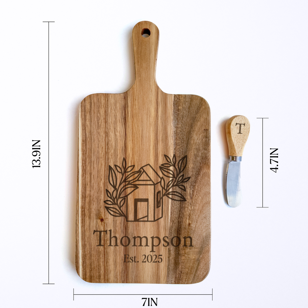 Custom Engraved Cheese Board & Knife Set Cutting Board Market Dwellings   