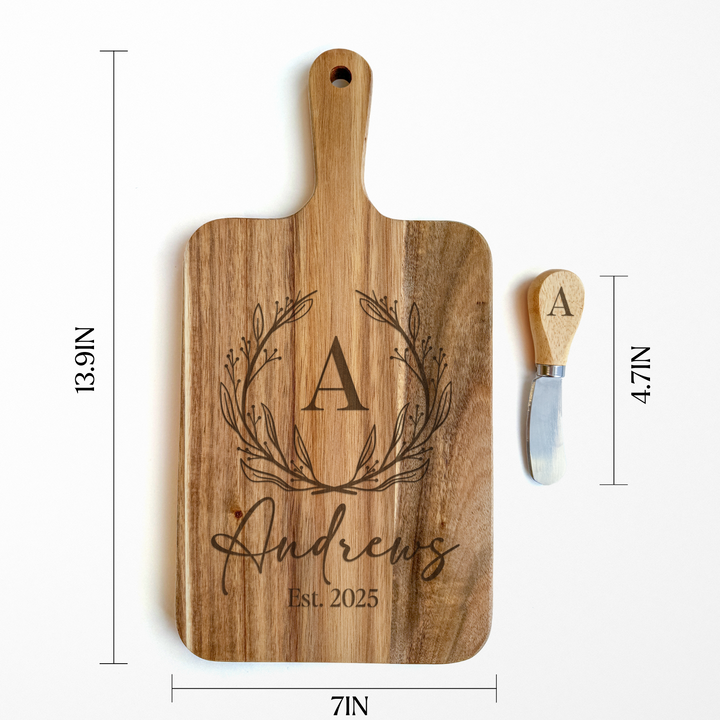 Custom Engraved Cheese Board & Knife Set Cutting Board Market Dwellings   