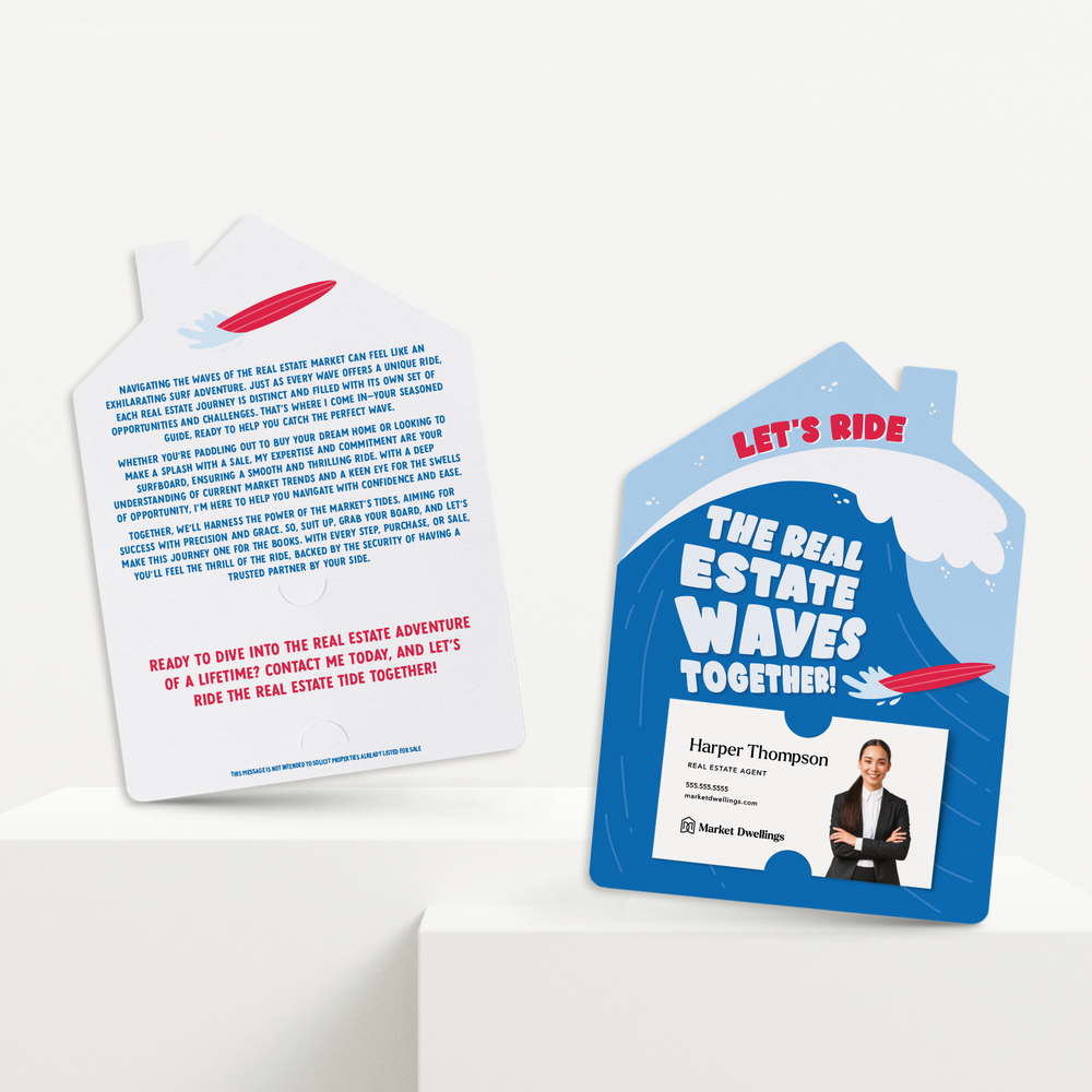 Set of Let's Ride The Real Estate Waves Together! | Summer Mailers | Envelopes Included | M277-M001-AB Mailer Market Dwellings COOL BLUE  