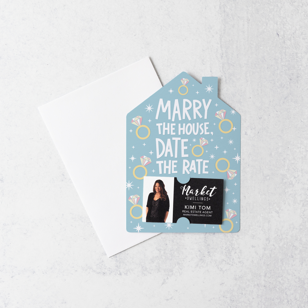Set of Marry the house, date the rate | Real Estate Mailers | Envelopes Included | M213-M001-AB