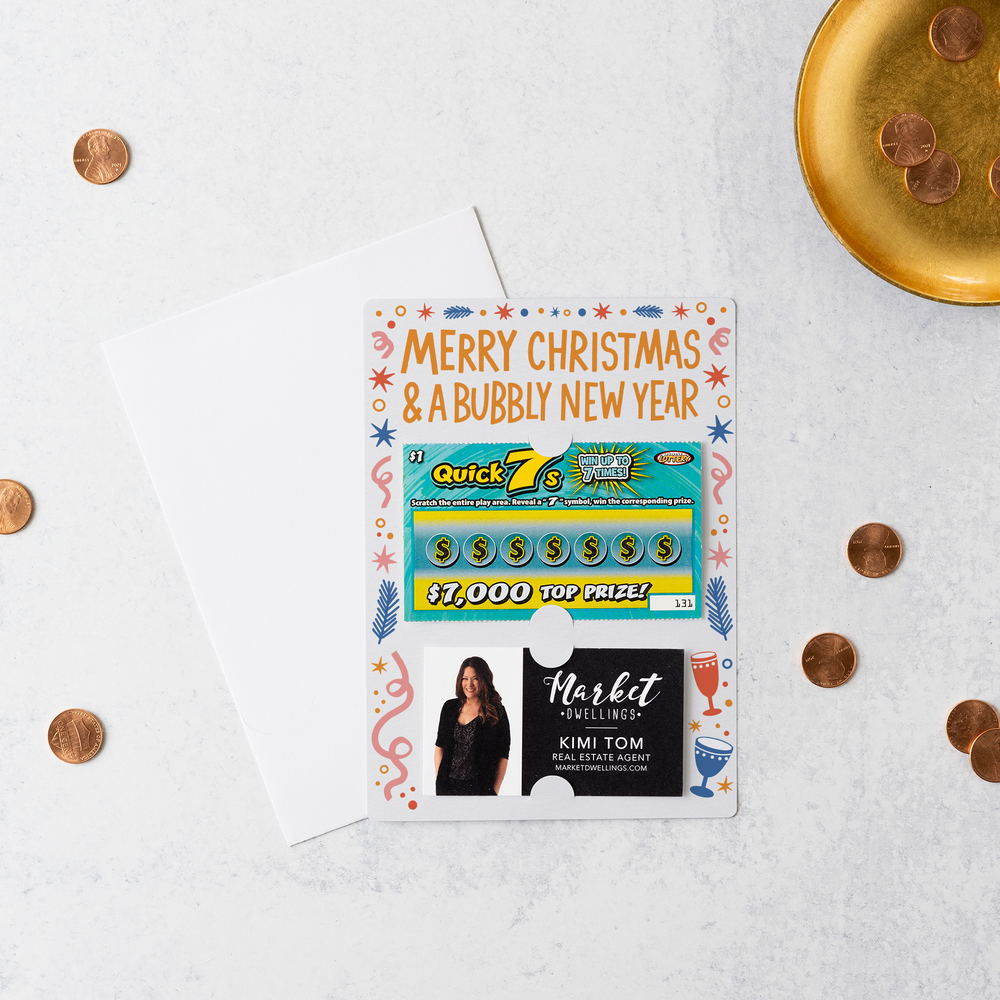 Set of Merry Christmas and a Bubbly New Year | Christmas New Year Mailers | Envelopes Included | M55-M002 Mailer Market Dwellings   