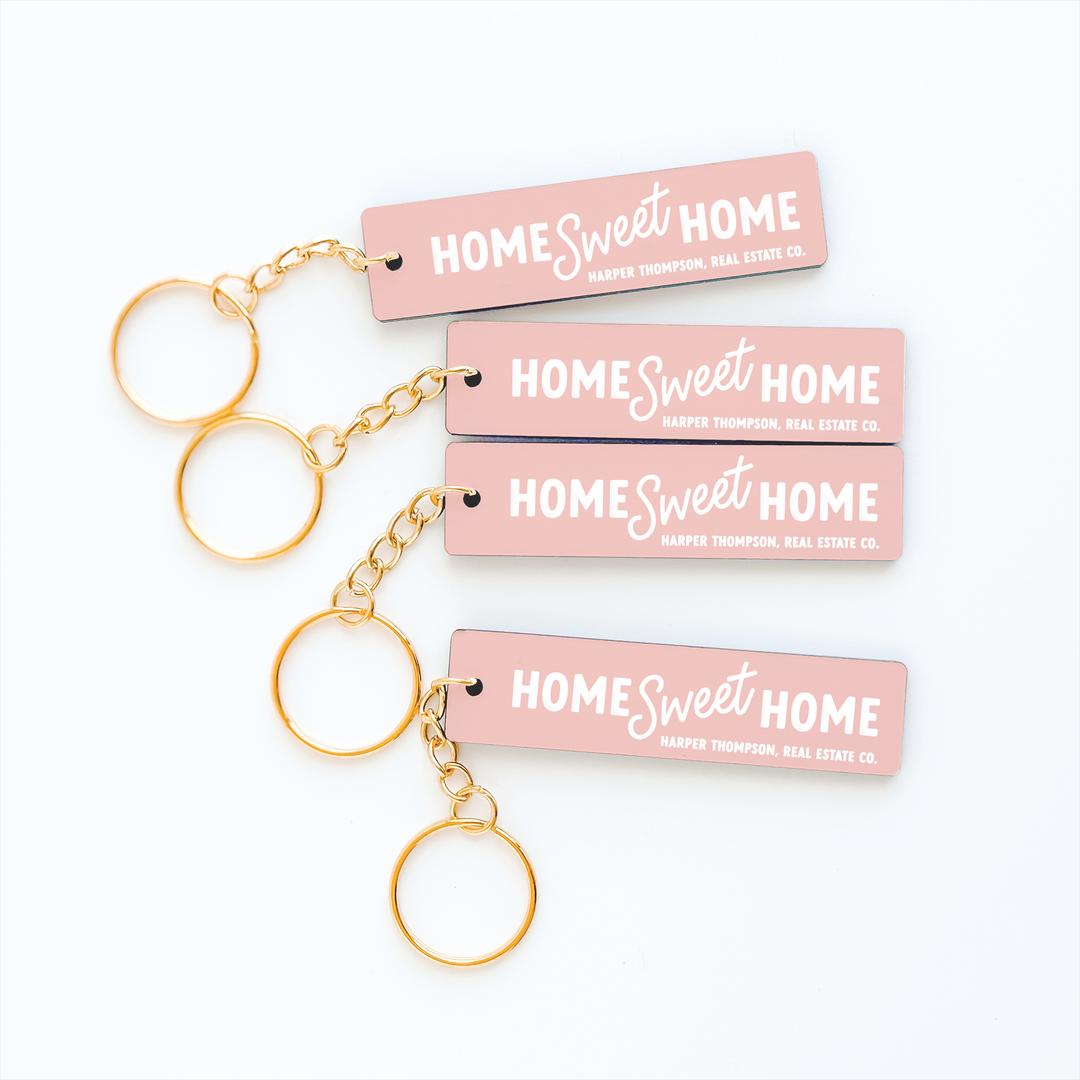 Customizable Home Sweet Home Keychains Keychain Market Dwellings PINK GOLD