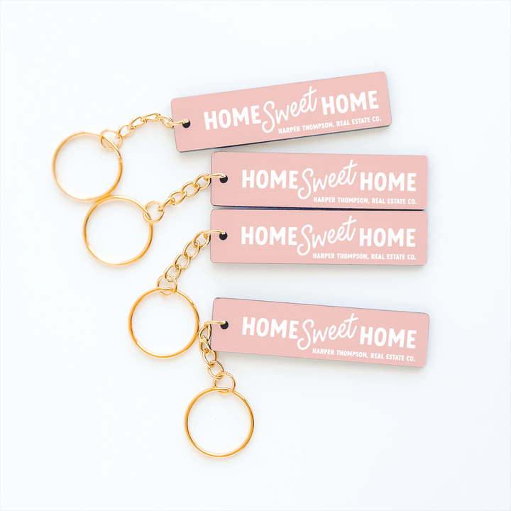 Customizable Home Sweet Home Keychains Keychain Market Dwellings PINK GOLD