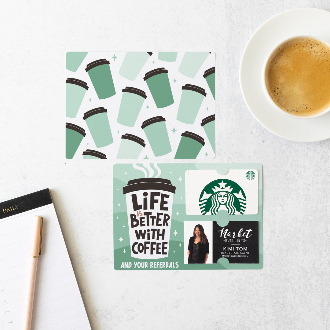 Set of Life Is Better With Coffee And Your Referrals | Mailers | Envelopes Included | M188-M008-AB Mailer Market Dwellings   