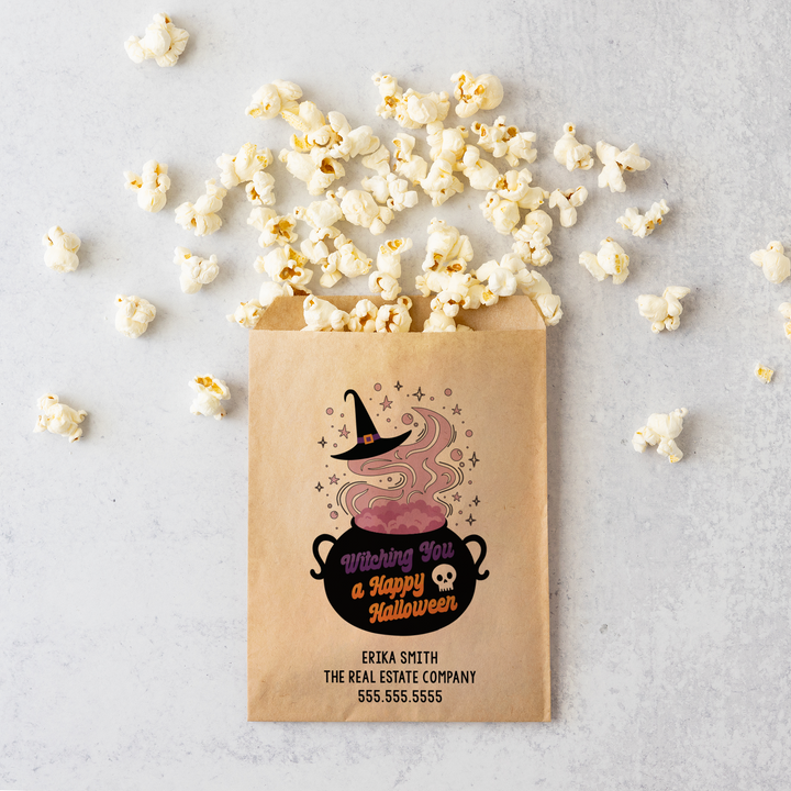 Customizable | Set of Witching You a Happy Halloween Treat Bags | 26-BB Bakery Bag Market Dwellings   