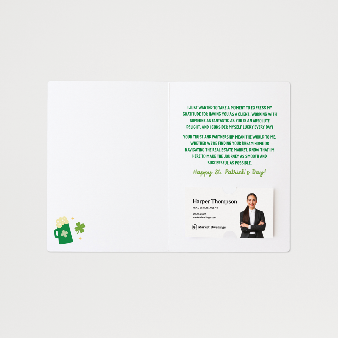 Set of Lucky Me To Have You As A Client | St. Patrick's Day Greeting Cards | Envelopes Included | 117-GC001 Greeting Card Market Dwellings   