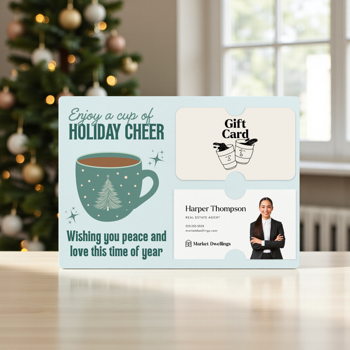 Set of Enjoy a Cup of Holiday Cheer Gift Card & Business Card Holder Mailers | Envelopes Included Mailer Market Dwellings